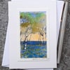Handpainted Blank Card. Bluebells. Watercolour Art. OOAK