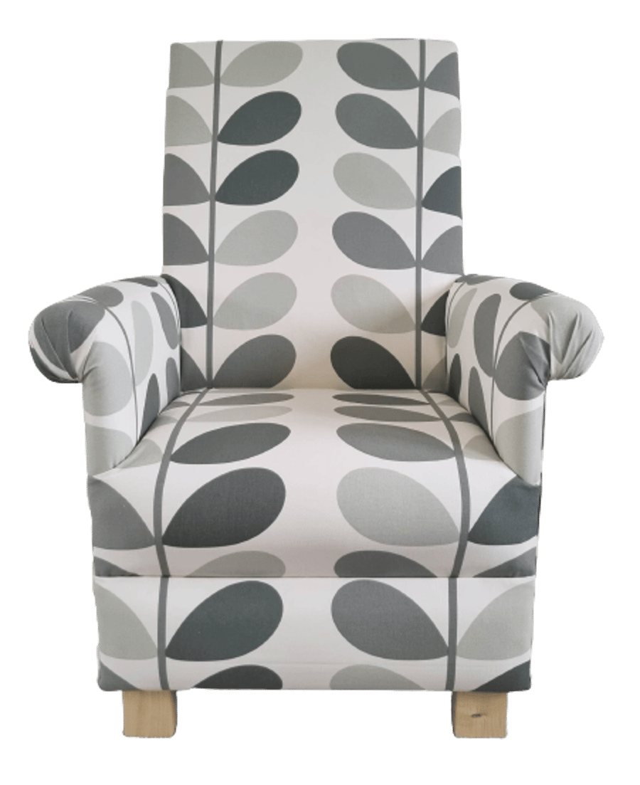 Orla Kiely Multi Stem Warm Grey Fabric Adult Chair Armchair Accent Bedroom