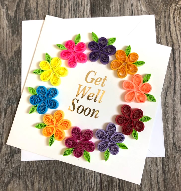 Stunning Handmade Quilled Get Well Soon Card