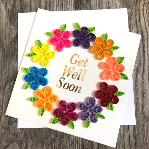 Stunning Handmade Quilled Get Well Soon Card