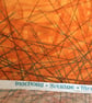 Orange with Green Brown Lines Swedish 50s Mid Century Vintage fabric Lampshade - Image 8