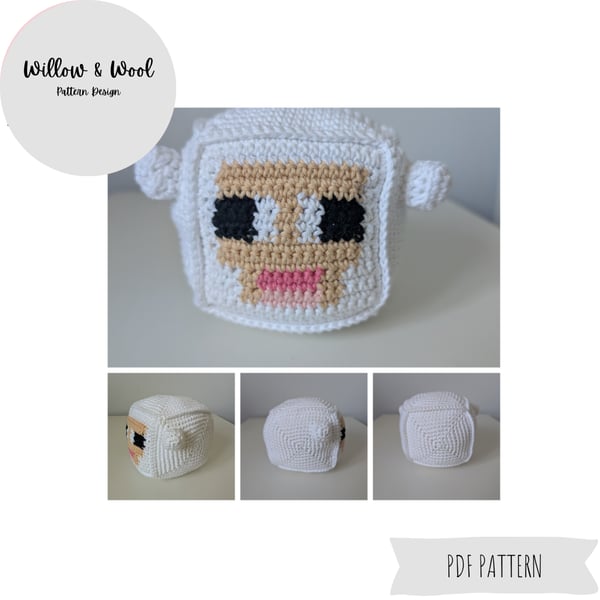 Minecraft Inspired Sheep Cube - PDF Crochet Pattern