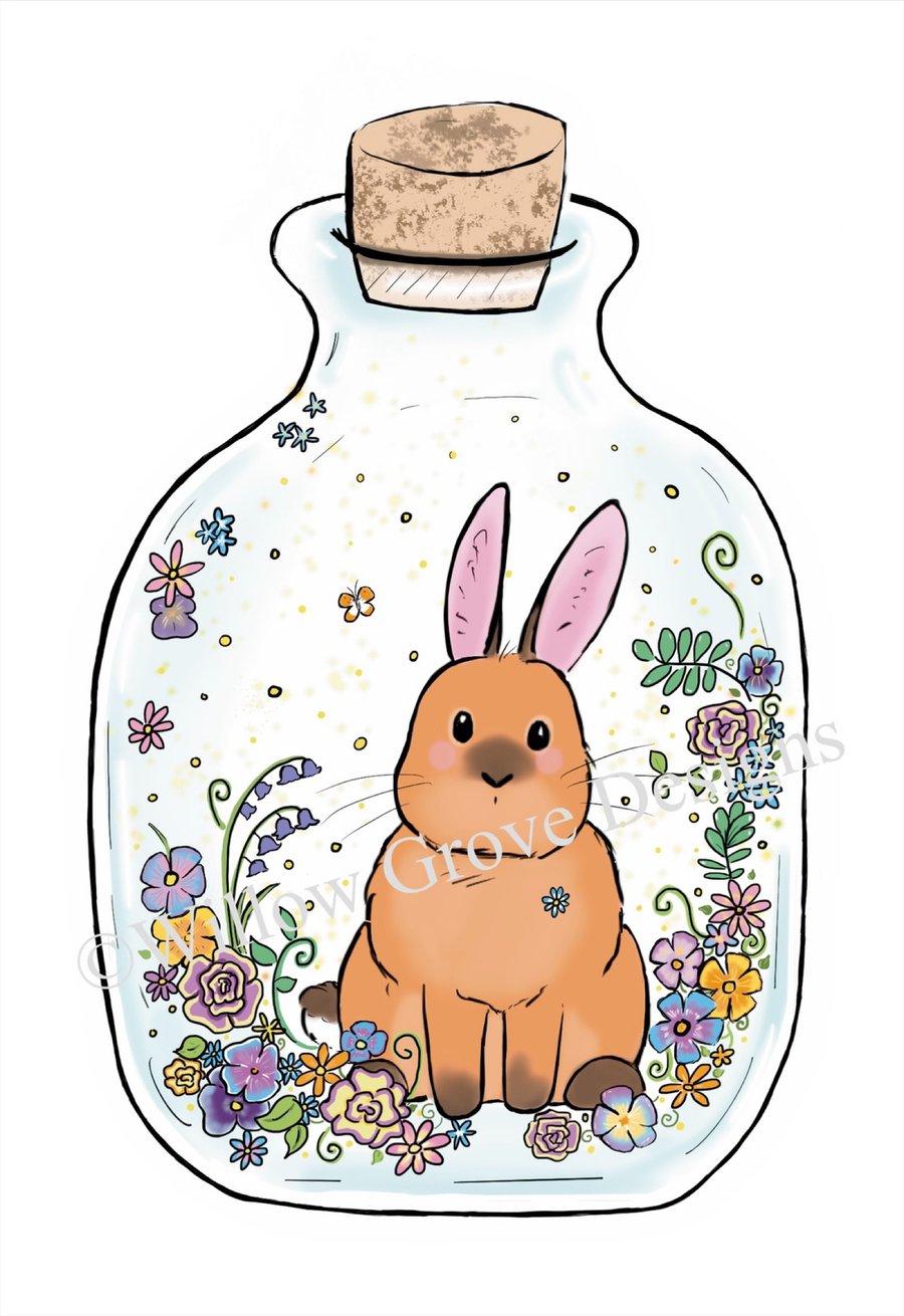 Bunny jar art print 