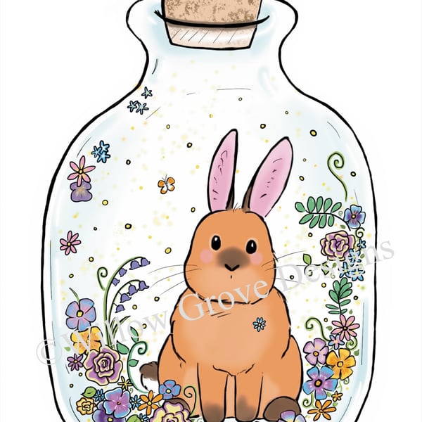 Bunny jar art print 
