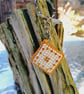 Key Ring, Bag Charm, Embroidered with Beads on Plastic Canvas - Image 1
