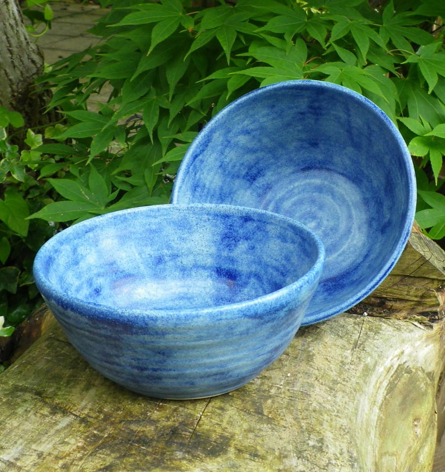 Pair of bowls handthrown in stoneware noodles soup,salad, rice