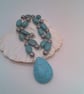 Turquoise and Metal Spacer Beaded Rosary Style Necklace, Gift for Her, Necklace - Image 8