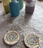 Handmade Ceramic Round Daisy Mandala brooch, Hand Made Badge - Image 6