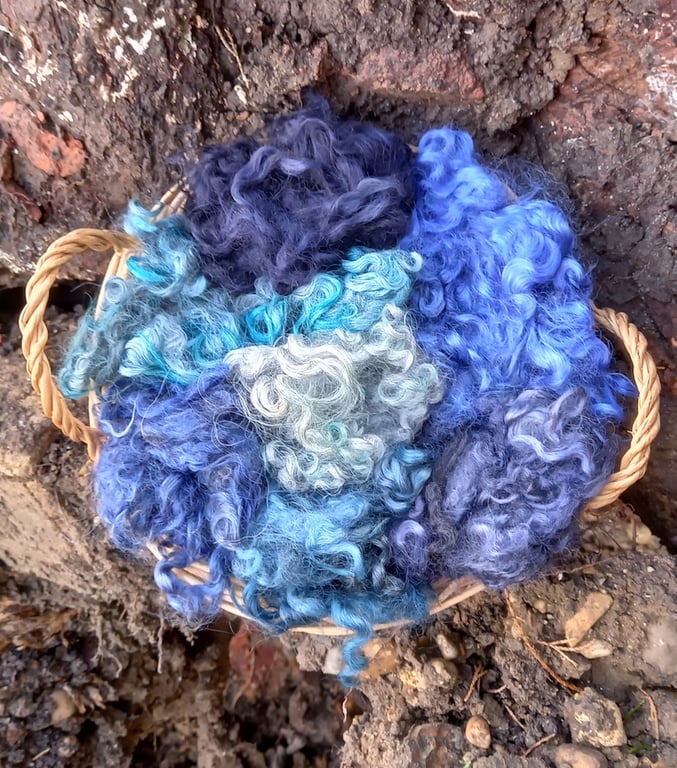 Mixed Blues Gotland Fleece 100g