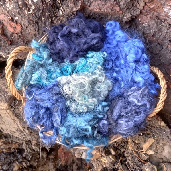 Mixed Blues Gotland Fleece 100g