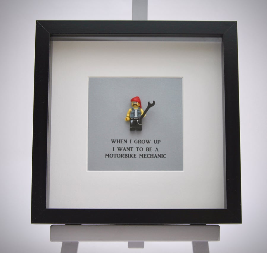 When I grow up I want to be A Motorbike Mechanic mini Figure frame.