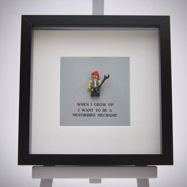 When I grow up I want to be A Motorbike Mechanic mini Figure frame.