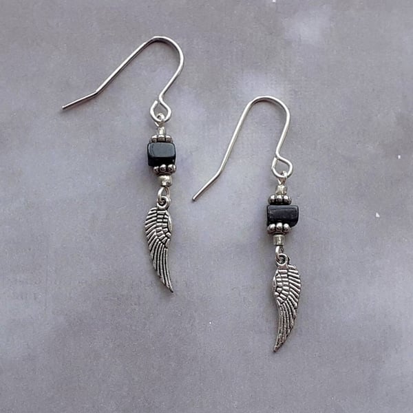 Onyx Wings Earrings