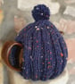 Small Tea Cosy for 2 Cup Tea Pot, Navy Tweed, Hand Knitted - Image 3