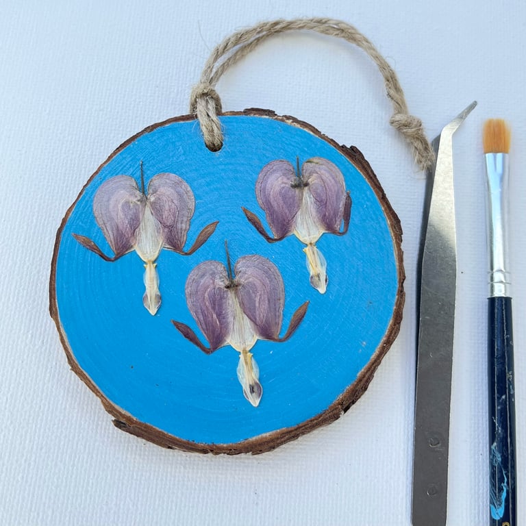 Real Pressed Flower Wood Slice, Hanging Decoration