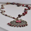 Scarlet Moon Red Czech Glass & Jasper Bead Necklace ONE DAY SALE