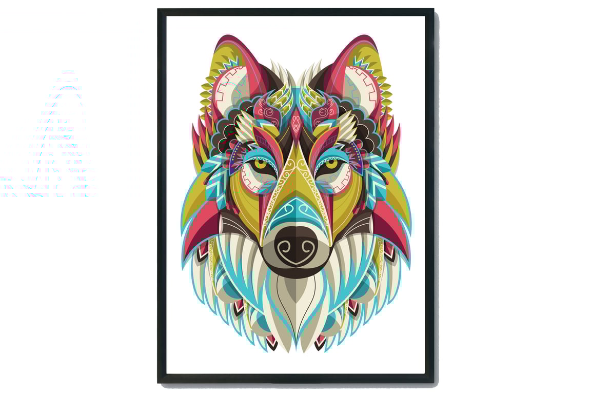Wolf mandala wall print, wolf wall art, wolf decor, wolf gift