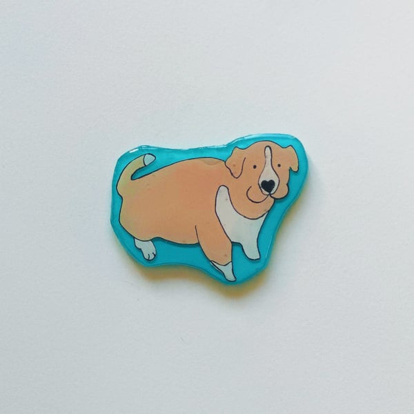 Off You Go Dog – Handmade Original Pet Illusration Fridge Magnet