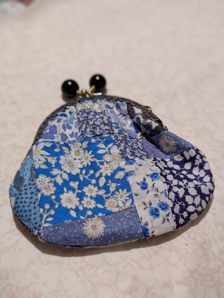 Liberty Print Bobble Top Purse - Blue