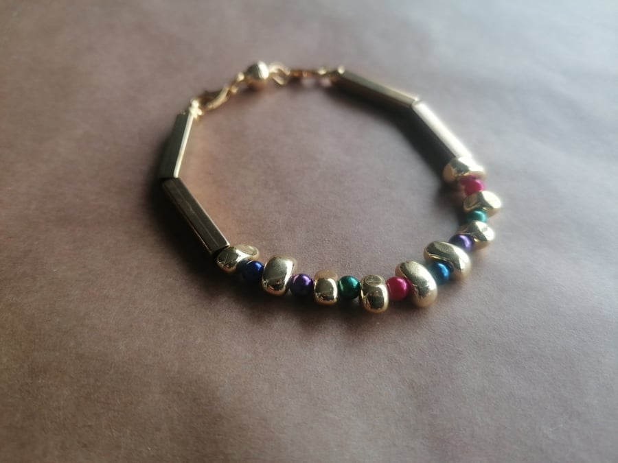 Vibrant and playful, sewing bead bracelet. 