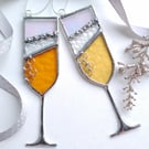 Stained Glass Champagne Glass Ornament