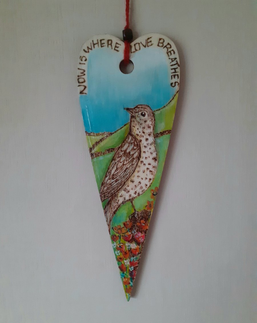 Wooden handburned heart wallhanging 