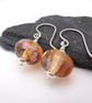 lampwork glass orange speckled earrings - Image 2