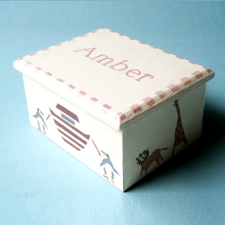 Noah's Ark, Small Keepsake Box, Child's Personalised Gift