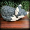 A snoozy groovy fox cushion. 29cm in length. 11.5 inches. Fox pillow.
