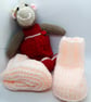  Peach and White Baby's Boots, Boots for 0 - 6 Months, Baby Shower Gift - Image 5