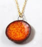 Handmade Bright Orange Ceramic Necklace, Gold Chain, Colourful Glazed Clay Penda - Image 3