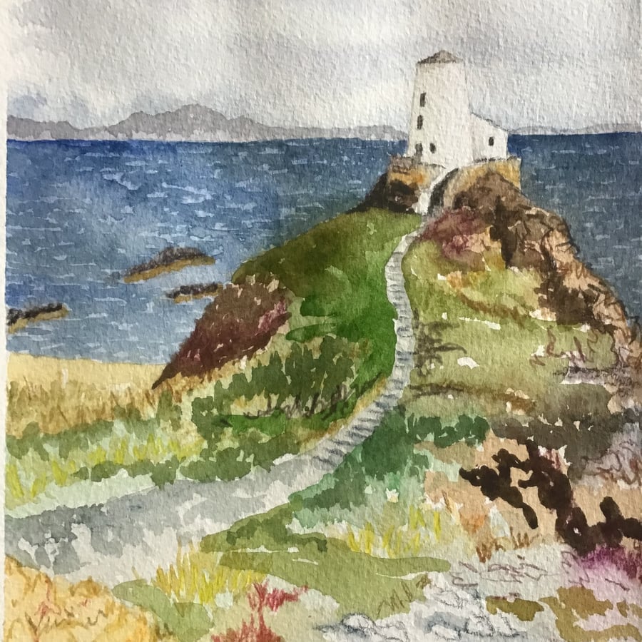 Llanddwynn Lighthouse, Anglesey original watercolour
