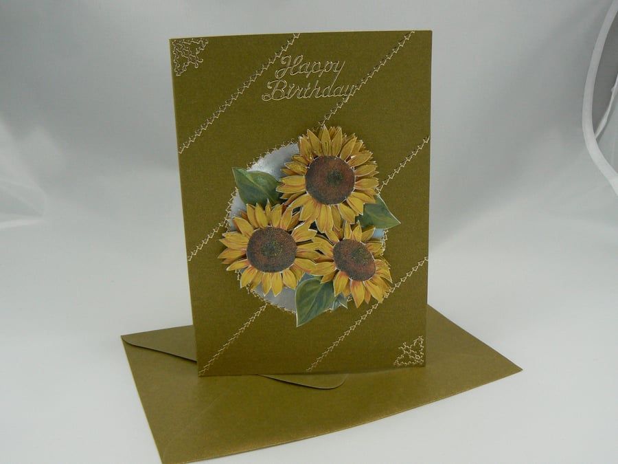 3D Decoupage sunflower card