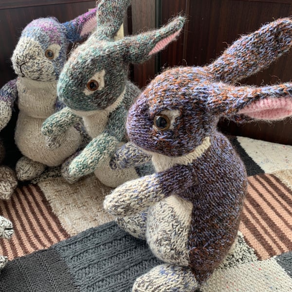Rabbit doorstop hand knit 