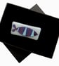 HANDMADE FUSED DICHROIC GLASS 'ZIG ZAG FISH' BROOCH. - Image 1