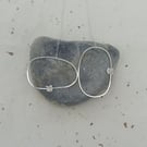 Sterling Silver Shaped Wire And Silver Rock Necklace 