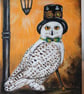 Steampunk style Snowy Owl Original acrylic painting on stretched canvass.   - Image 3