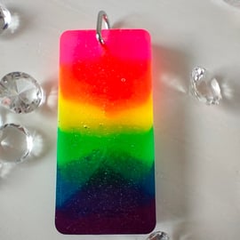 Neon Rainbow Resin Pendant