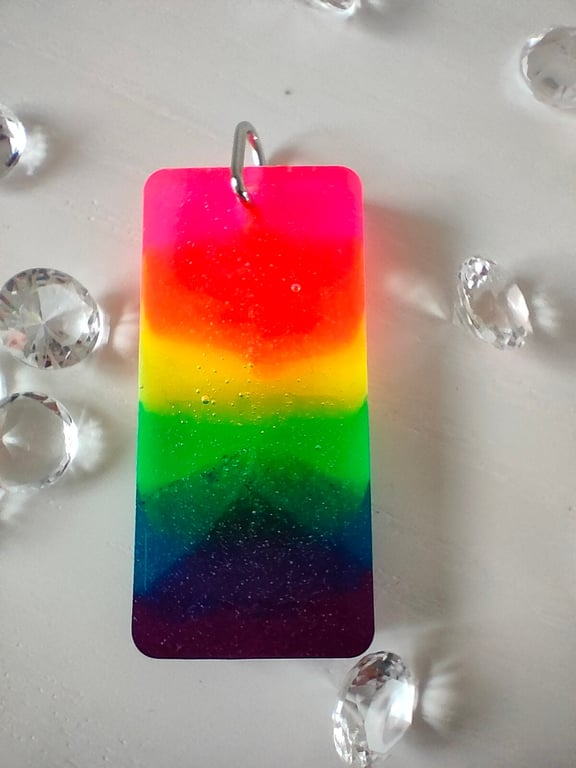 Neon Rainbow Resin Pendant