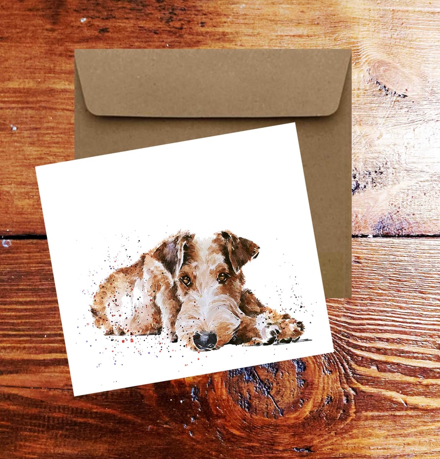 Irish Terrier II Square Greeting Card- Irish Terrier Dog card, Irish Terrier Dog