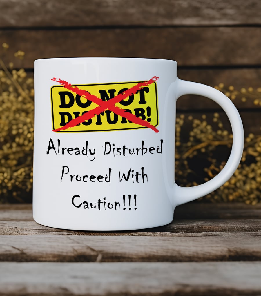 Funny "Already Disturbed" Mug  Do Not Disturb Parody  Rude Novelty Coffee Mug 