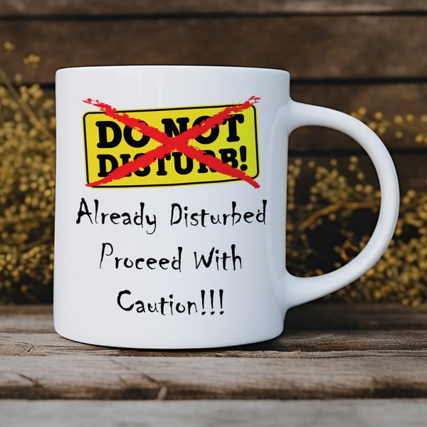 Funny "Already Disturbed" Mug  Do Not Disturb Parody  Rude Novelty Coffee Mug 