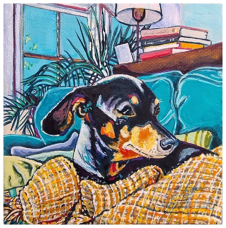 Custom pet portrait 10 x 10cm (comes framed 19.5 x 19.5cm)