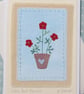 Miniature applique, Little Red Flowers hand-stitched card, pretty and delicate - Image 2