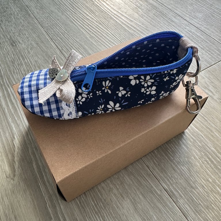 Mini Zip Purse. Ballet Shoe Shaped Coin Purse & Bag Charm