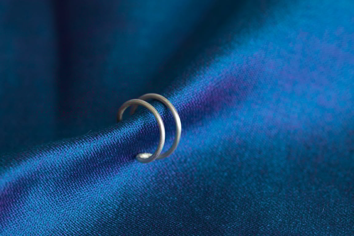 Double hooped ear cuff in fine Sterling Silver