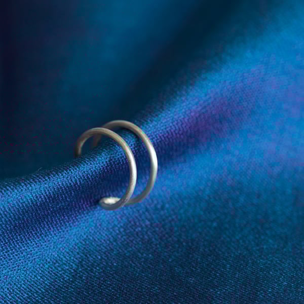 Double hooped ear cuff in fine Sterling Silver