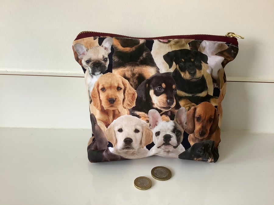 Attractive Dog Design Bag  , Cotton Bag  ,Zip pouch, Make up bag