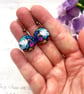 Strawberry Thief bird pink floral Liberty fabric button pendant and earrings - Image 4