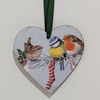 Wooden Christmas decoration, garden birds, gift for a bird lover 